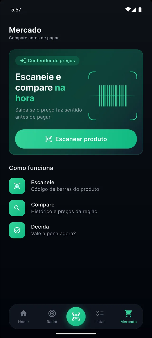 Modo Mercado do AíPerto: consulta de referências de preço pelo código de barras